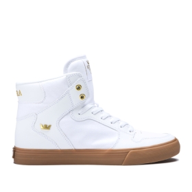 Supra Mens VAIDER High Top Shoes White/Gold/lt Gum | US-18466